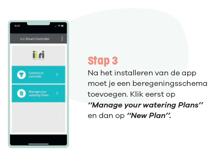 Maak een nieuw plan in de app van de beregeningscomputer